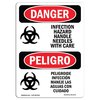 Signmission Safety Sign, OSHA Danger, 14" Height, Aluminum, Infection Hazard Handle Needles Spanish OS-DS-A-1014-VS-1373